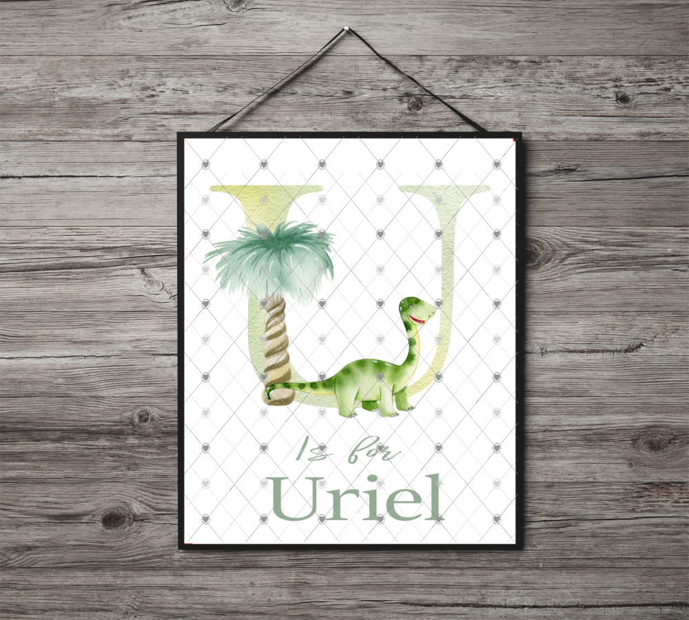 Dinosaur Initial Name Print, Letter U Custom Print, Letter U - Click Image to Close